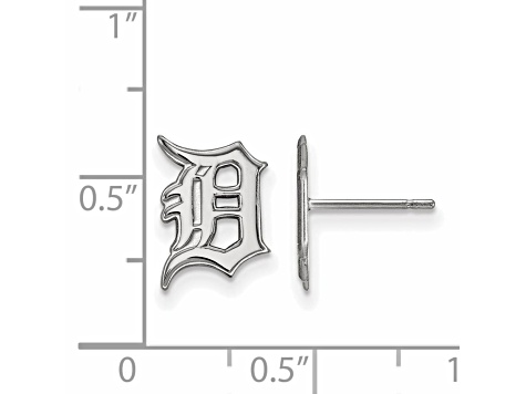 Rhodium Over Sterling Silver MLB LogoArt Detroit Tigers Post Earrings