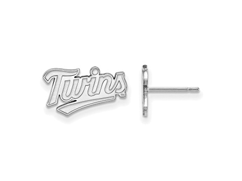 Rhodium Over Sterling Silver MLB LogoArt Minnesota Twins T-C Post Earrings