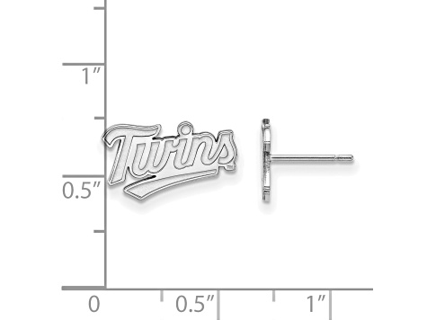 Rhodium Over Sterling Silver MLB LogoArt Minnesota Twins T-C Post Earrings