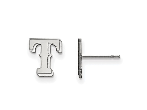 Rhodium Over Sterling Silver MLB LogoArt Texas Rangers Ex-Small Post Earrings