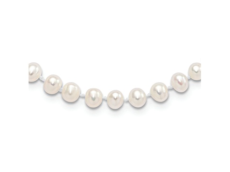 Rhodium Over Sterling Silver 5-6mm FWC Pearl with 2-inch Extensions Kids Necklace