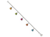 Sterling Silver Polished Multi-color Enameled Ladybugs Children's Bracelet