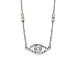 Sterling Silver Polished Evil Eye with 1-inch Extension Necklace