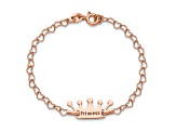 14K Rose Gold Over Sterling Silver Princess Crown Heart Link Children's Bracelet