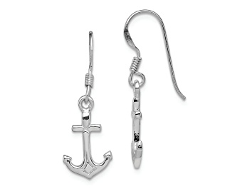 Picture of Rhodium Over Sterling Silver Anchor Earrings