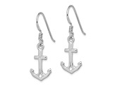 Rhodium Over Sterling Silver Anchor Earrings