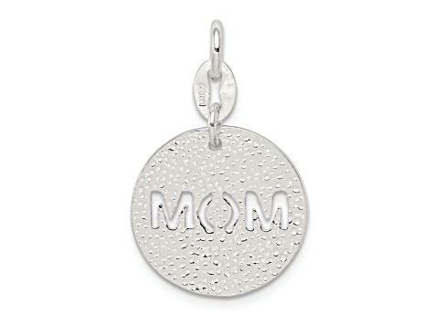 Sterling Silver Polished Circle Mom Charm