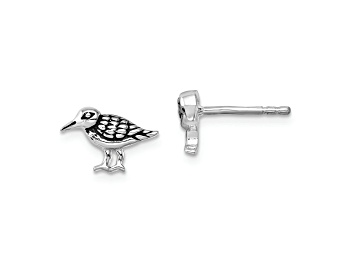 Picture of Rhodium Over Sterling Silver Antiqued Sandpiper Post Earrings