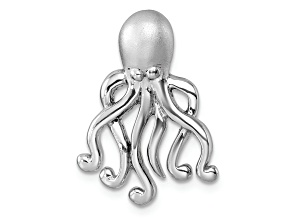 Rhodium Over Sterling Silver Polished and Brushed Octopus Chain Slide Pendant