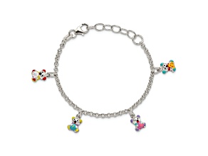 Sterling Silver Multi-color Enameled Bears with 1-inch Extensions Children's Bracelet