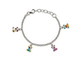 Sterling Silver Multi-color Enameled Bears with 1-inch Extensions Children's Bracelet