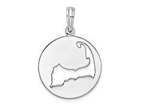 Rhodium Over Sterling Silver Polished Cape Cod Cut-out Pendant