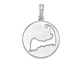 Rhodium Over Sterling Silver Polished Cape Cod Cut-out Pendant