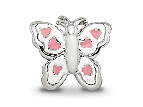 Sterling Silver Enameled Butterfly Bead