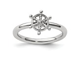 Sterling Silver Stackable Expressions Rhodium Ship's Wheel Ring