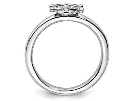 Sterling Silver Stackable Expressions Rhodium Ship's Wheel Ring