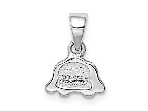 Rhodium Over Sterling Silver Black/White Enameled Puppy Children's Pendant