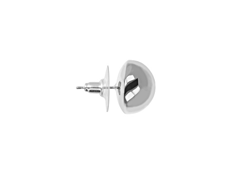 Sterling Silver Shiny Semi-Round 14mm Stud Earrings with Secure Click Backs