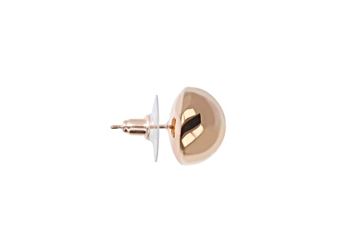 18K Rose Gold Over Sterling Silver Shiny Semi-Round 14mm Stud Earrings with Secure Click Backs