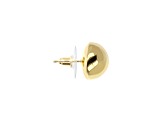 18K Yellow Gold Over Sterling Silver Shiny Semi-Round 14mm Stud Earrings with Secure Click Backs