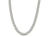 Sterling Silver 10.5mm Pavé Curb Chain