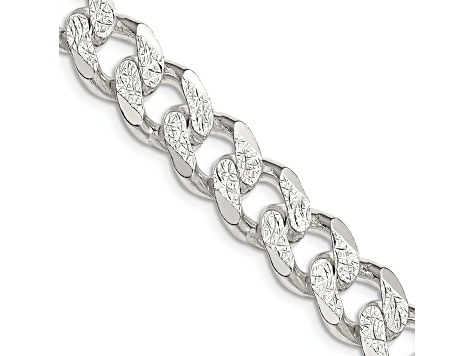 Sterling Silver 10.5mm Pavé Curb Chain