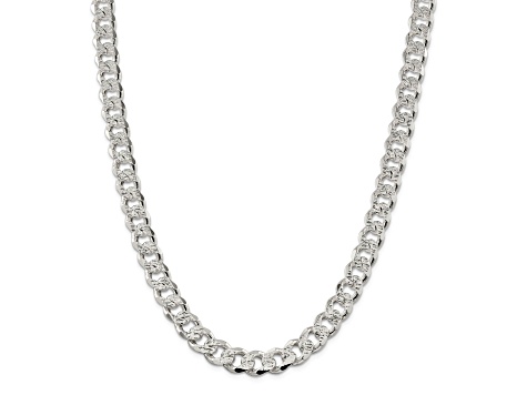 Sterling Silver 10.5mm Pavé Curb Chain