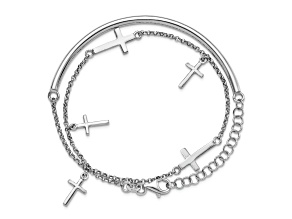 Sterling Silver Polished Crosses Wrap Bracelet