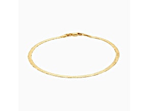 18K Gold Over Sterling Silver Italian 3MM Magic Herringbone Dainty Chain Bracelet- 8"