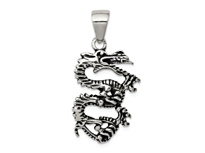 Sterling Silver Antiqued and Textured Dragon Pendant