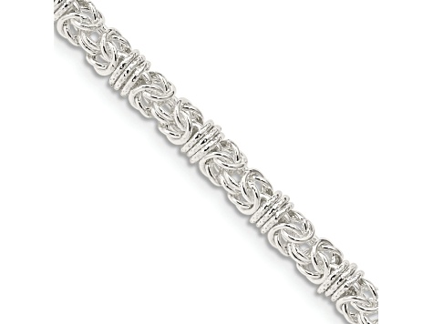 Sterling Silver 4mm Fancy Byzantine Chain Necklace