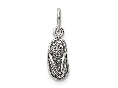 Sterling Silver Antiqued and Textured Flip Flop Children's Charm
