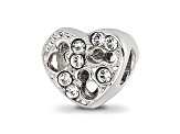 Sterling Silver Kids Cut-out Heart and Preciosa Crystal Bead