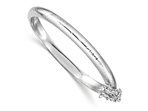 Rhodium Over Sterling Silver Polished and Diamond-cut 4mm with Safety Hinged Children's Bangle