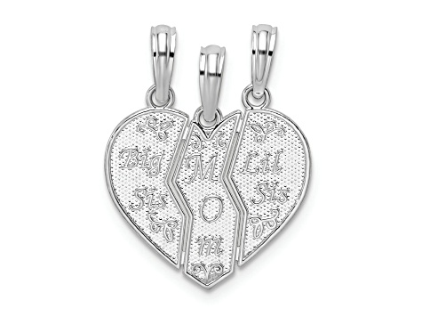 Sterling Silver Textured Big Sis/Mom/Lil Sis Break Apart Pendant