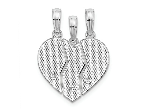 Sterling Silver Textured Big Sis/Mom/Lil Sis Break Apart Pendant