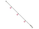 Sterling Silver Pink Enamel Hearts Children's Bracelet