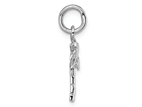 Rhodium Over Sterling Silver Polished Palm Tree Pendant