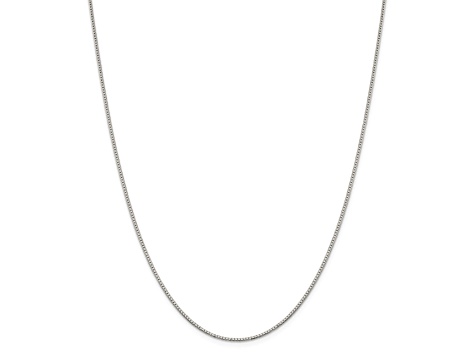 Rhodium Over Sterling Silver 1.1mm Box Chain