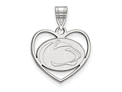 Rhodium Over Sterling Silver LogoArt Penn State University Heart Pendant