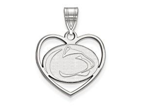 Rhodium Over Sterling Silver LogoArt Penn State University Heart Pendant