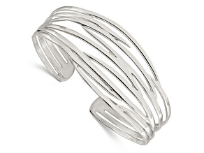 Sterling Silver Polished Multi-strand Cuff Bracelet