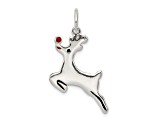 Sterling Silver Polished Enamel Reindeer Pendant