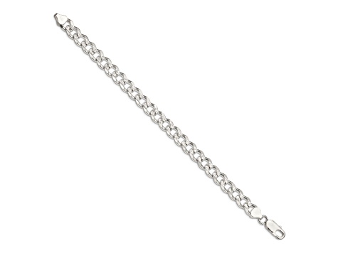 Sterling Silver 8mm Pavé Curb Chain Bracelet
