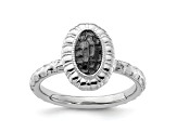 Sterling Silver Stackable Expressions Ruthenium-plated Oval Ring