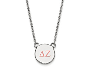 Sterling Silver Rhodium-plated LogoArt Delta Zeta Small Enamel Pendant Necklace