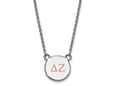 Sterling Silver Rhodium-plated LogoArt Delta Zeta Small Enamel Pendant Necklace