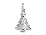 Rhodium Over Sterling Silver Enamel Christmas Tree Charm