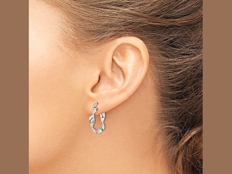 Sterling Silver Twisted 4x22mm Hoop Earrings - 13QZYA | JTV