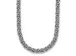 Rhodium Over Sterling Silver 7.5mm Hollow Byzantine 20 inch